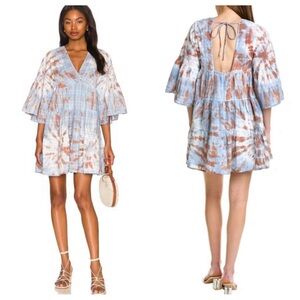 Young Fabulous & Broke YFB Marley Mini Dress in Blue Tie Dye size small